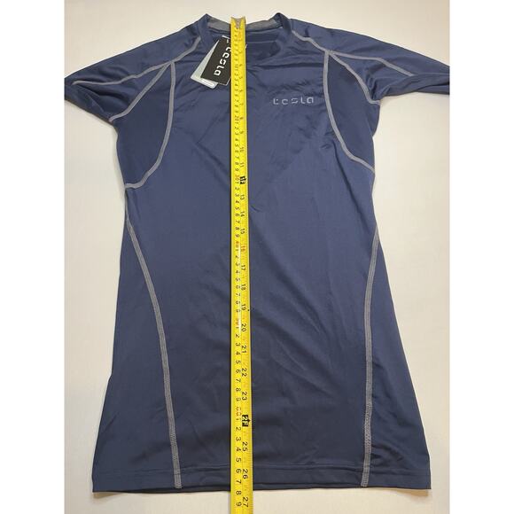 Tesla Men’s Long Sleeve Compression Shirt Navy Blue Gray Stitching Sz Small NWTS - Picture 8 of 9